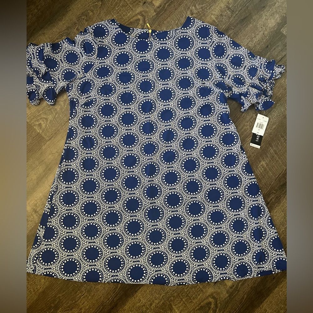 Perceptions Women's Plus Short Sleeve Geometric Shift Dress- Size 3X